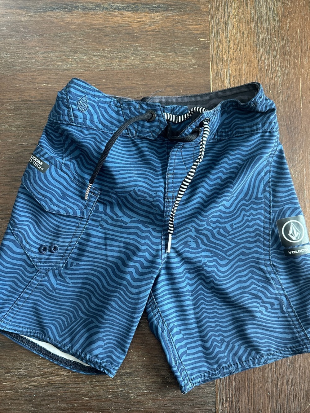 Volcom Toddler Navy Blue Wave-Pattern Board Shorts